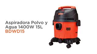 Aspiradora de Polvo y Agua BLACKDECKER 1400W 15L BDWD15 [upl. by Dnomra]