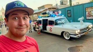 Ghostbusters ECTO 1 CAR RETURNS TO UNIVERSAL Florida  LAST DAY To Watch MEGA MOVIE PARADE [upl. by Aihsyak]