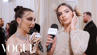 Emily Ratajkowskis Vintage Versace is a quotParty in the Backquot  Met Gala 2024 With Emma Chamberlain [upl. by Tennos]