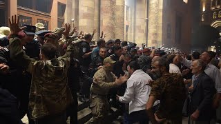 Karabakh Police clash with residents by Armenian government building in Yerevan  AFP [upl. by Haniraz]