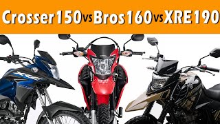 COMPARATIVO CROSSER 150 vs BROS160 vs XRE 190  As Melhores Trails [upl. by Bocyaj883]