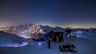 Les ContaminesMontjoie  Travail des dameuses face au MontBlanc [upl. by Leif]