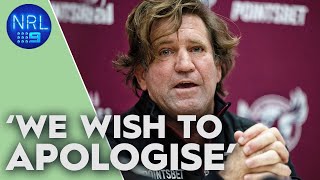 NRL Presser Manly to wear pride jersey as Hasler apologises for mistake  NRL on Nine [upl. by Rothmuller]