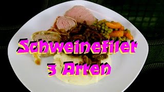 Schweinefilet auf 3 Arten mit Zwiebelstippe [upl. by Dijam]