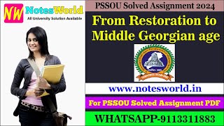 PSSOU From Restoration to Middle Georgian age Solved Assignment 2024 January  December 2024 [upl. by Anaes]