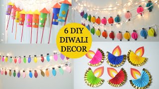 DIY 6 Easy Diwali Decoration Ideas With Papers  Home Decoration Ideas For Diwali amp Christmas [upl. by Lanod]