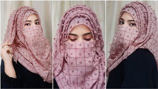 Layered Hijab with Niqab  Ramadan Special Hijab Tutorial  Full Coverage Hijab  Hijab Tutorial [upl. by Vinna]