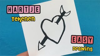 ★ HARTJE TEKENEN ★ VALENTIJN TEKENEN ★ HOE TEKEN JE EEN HARTJE MET PIJL [upl. by Armillda]