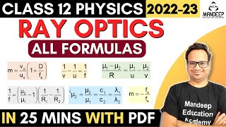 Ray Optics Class 12 Physics All Formulas  NCERT Chapter 9  CBSE Board Exam 2023 [upl. by Akit532]