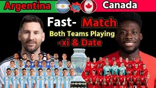 Argentina vs Canada Fast Group Match Copa America 2024Details amp Playing 11  Copa America 2024 [upl. by Aicilat]