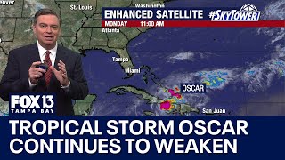 Tropical Storm Oscar continues to weaken [upl. by Ingvar229]