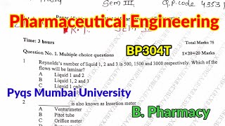 Pharmaceutical Engineering B pharm 3rd semester pyq  Mumbai university B Pharmacy  PYQ [upl. by Averill]