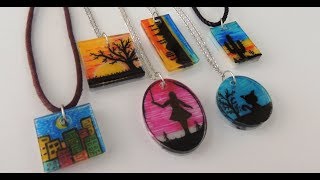 EPOKSİ RESİM KOLYE  EPOXY NECKLACE PICTURED DIY [upl. by Ayhdiv550]