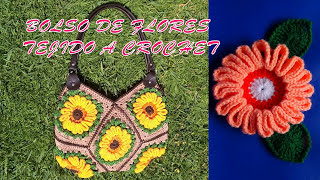 Bolso N° 1 tejido a crochet o ganchillo con 8 cuadrados de Flores paso a paso en video tutorial [upl. by Earahs]