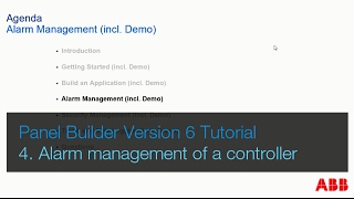 ABB Panel Builder v6 Tutorial Part 4 Alarm management amp alarm integration AC 800M controller or PLC [upl. by Rooker]