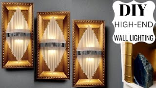 DIY Glam Wall Sconce  High End Wall Lighting Idea Using Dollar Tree Charger Plates [upl. by Annora]