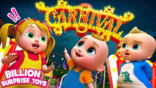 Exploring the biggest carnival night with babies  BillionSurpriseToys [upl. by Stanislaw602]