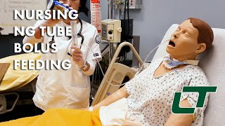 Nursing NG Tube Bolus Feeding Demonstration [upl. by Assili887]