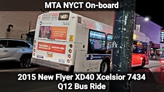 MTA 2015 New Flyer XD40 Xcelsior 7434 Q12 Bus Ride  10272024 [upl. by Erolyat]