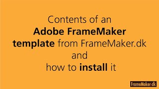 How to install a framemaker template [upl. by Merwin941]