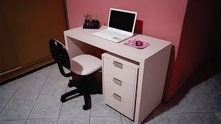 Fazendo uma escrivaninha em MDF  Making a table with drawers [upl. by Willing]