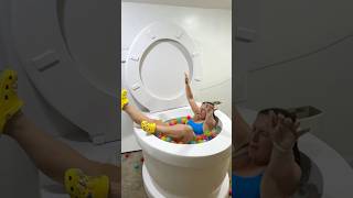 I FELL into the Giant Toilet Play Ball Pool with BIG SPLASH Slow Motion shorts [upl. by Aivital]