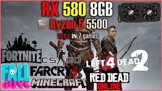 RX 580 8gb  Ryzen 5 5500  Test in 7 Games in 2023 [upl. by Eicyac]