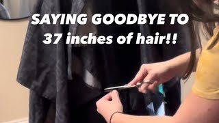 The BIG CHOP Saying goodbye to 37 inches of hair 😱 Donating hair to childrenwithhairloss6866 [upl. by Verena]