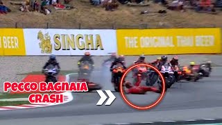 Pecco Bagnaia Crash in the Catalan GP Pecco Bagnaia lap 1 incident today [upl. by Layod]