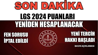 SON DAKİKA  LGS 2024 Puanları Yeniden Hesaplanacak  Fen Sorusu İPTAL EDİLDİ [upl. by Atikal]