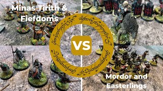 MESBG Doubles Battle Report  Minas Tirith amp Fiefdoms vs Mordor and Easterlings [upl. by Enilrahc]