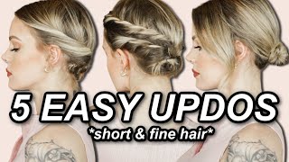 EASY UPDOS FOR SHORT FINE HAIR five beautiful nobraid braids amp updos  ImMalloryBrooke [upl. by Leinoto668]