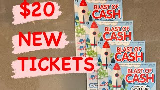 Scratching 4 new tickets BLAST OF CASH 250000 top prize [upl. by Jobey932]