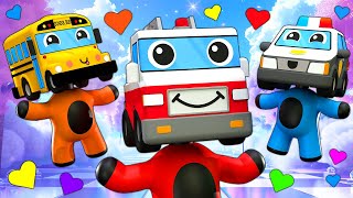 Fire Truck Dance  School Bus and Police Car Friends  Masked Dancer Happy Music [upl. by Machos713]