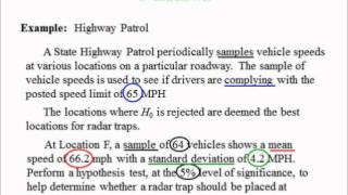 Adv Business Statistics lecture 1 4 of 5  Hypothesis testing involving one population mean [upl. by Etnoved]