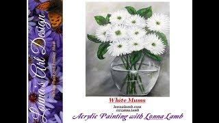 Step by Step Acrylic amp Tole Painting Tutorial White Mums [upl. by Bordie162]