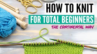 How to knit for beginners  the continental way  slow motion [upl. by Atnauqal481]