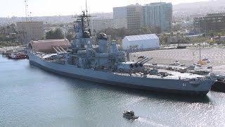 USS Iowa Battleship Full Broadside view Cruise Ship Sail By HD [upl. by Eltsirc632]