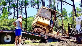 They BROKE my TRAILER loading this ABANDONED DOZER [upl. by Atsirt389]