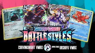 NEW Battle Styles Decks Corviknight VMAX VS Rapid Strike Urshifu VMAX [upl. by Lenor]