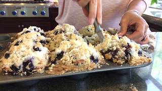 How to Make Blueberry Muffins with Crumbly Streusel Topping by Amber Lee The Bombshell Baker [upl. by Jillayne]