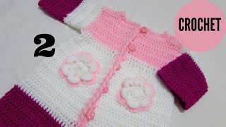 Como tejer abrigo en crochet con flores Sin costuras 2ª parte [upl. by Novyart]