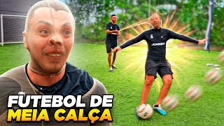 CHUTES COM A CABEÇA AMARRADA 🤣 futebol de meia calça [upl. by Ellenaj]