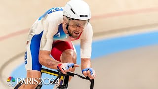 Benjamin Thomas cycles to track omnium gold in front of home country fans  Paris Olympics [upl. by Analli]