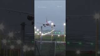 Plane forced to abort landing at last minute due to strong winds [upl. by Emera925]