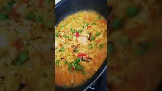 Paella Famous Spanish Food Recipe  seafoods chicken meat mixed vegetable  shorts [upl. by Yelsnit212]