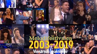 Melodifestivalen Vinnarnas Reaktioner 20032019 [upl. by Sedgewick248]