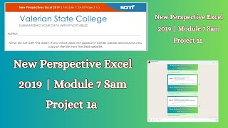 Excel 2019 Module7 Sam Project1a  Valerian State College  New Perspective Excel  Cengage cengage [upl. by Hendrix82]