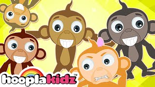 Five Little Monkeys  More Animal Songs For Kids  HooplaKidz Nursery Rhymes [upl. by Namqul]