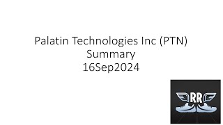 Palatin Technologies Inc PTN Summary 16Sep2024 [upl. by Naujej]